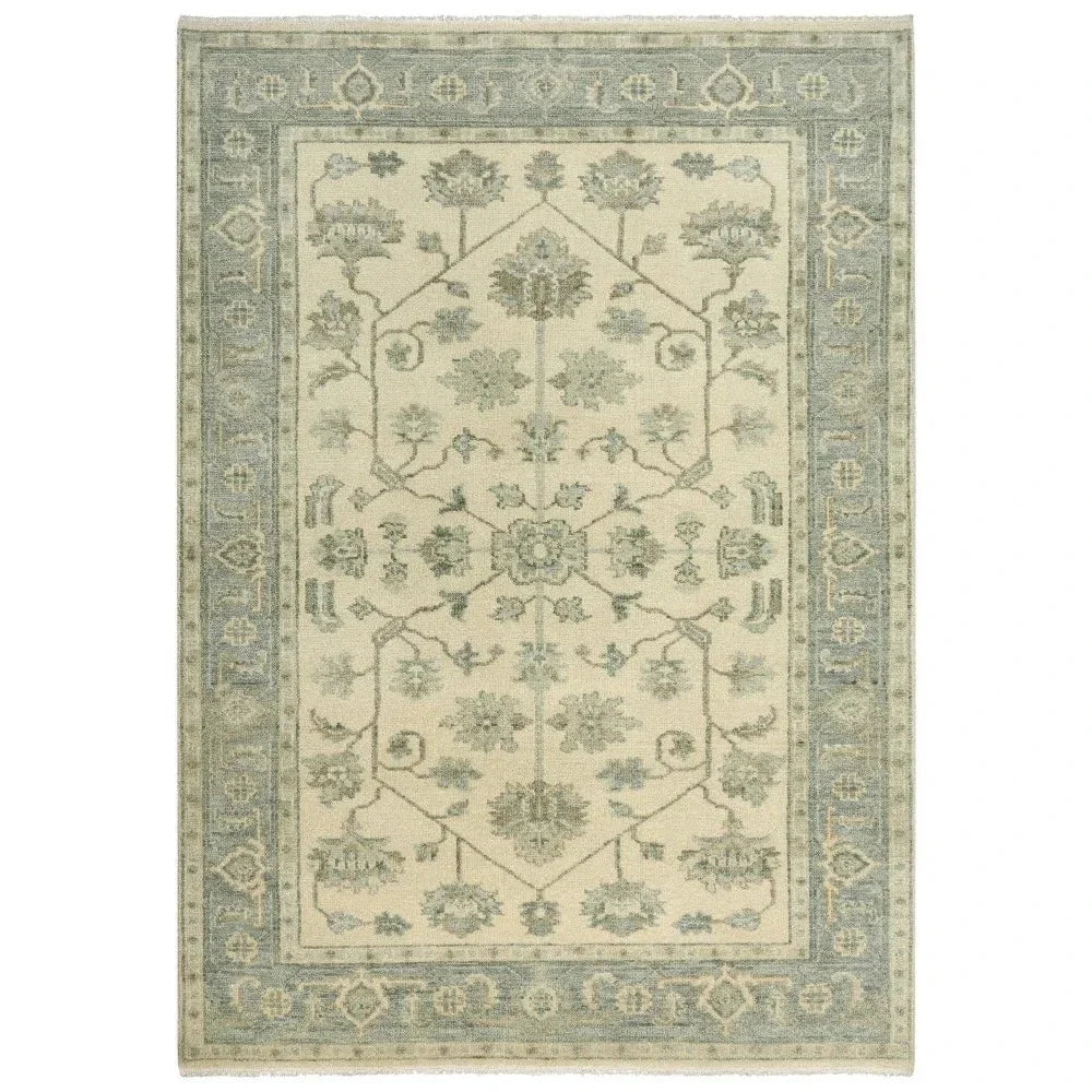 Afta Border Pastel Teal Large Area Rugs For Living Room - LOOMLAN - LOOMLAN - Area Rugs
