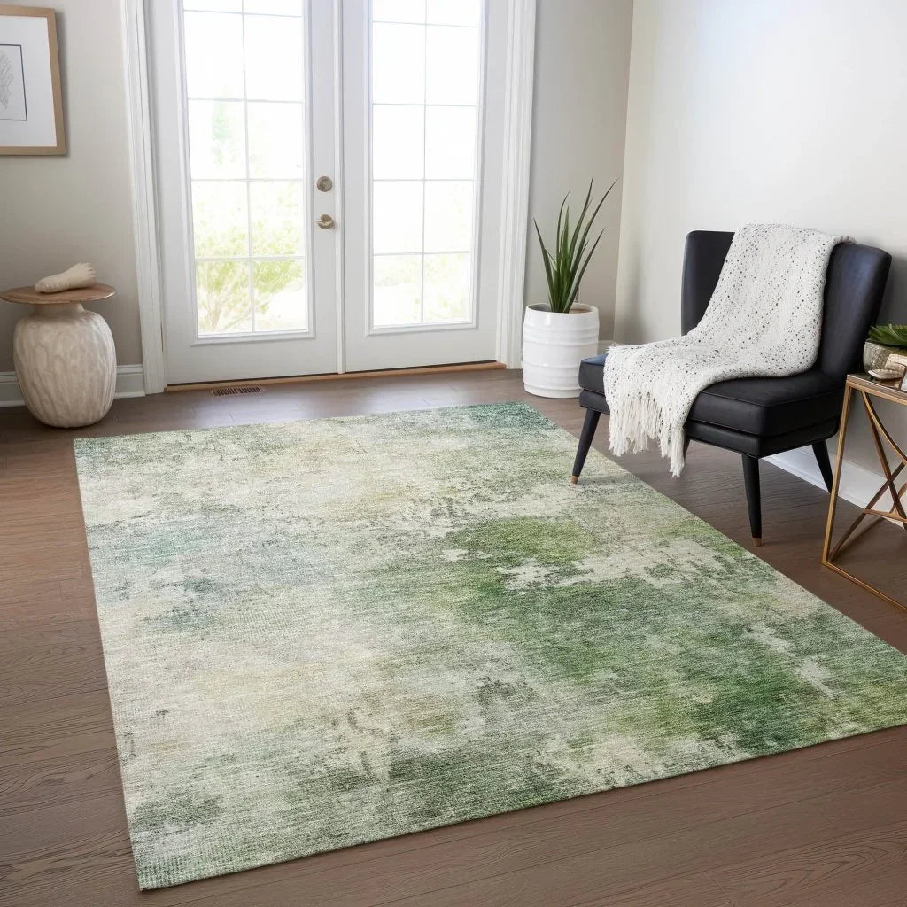 Agatha Green Washable Indoor - Outdoor Rug - LOOMLAN - LOOMLAN Rugs - Outdoor Rugs