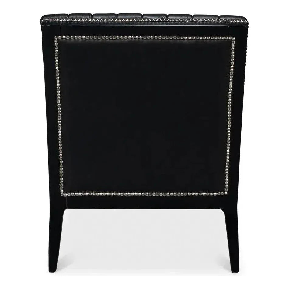 Agave Leather Black Armless Slipper Chair - LOOMLAN - Sarreid - Accent Chairs