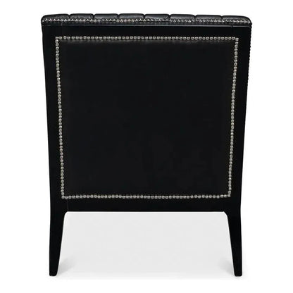 Agave Leather Black Armless Slipper Chair - LOOMLAN - Sarreid - Accent Chairs