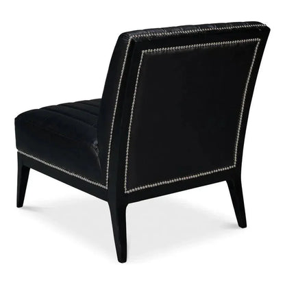 Agave Leather Black Armless Slipper Chair - LOOMLAN - Sarreid - Accent Chairs
