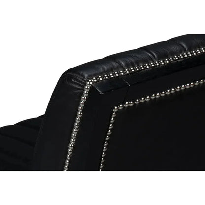 Agave Leather Black Armless Slipper Chair - LOOMLAN - Sarreid - Accent Chairs