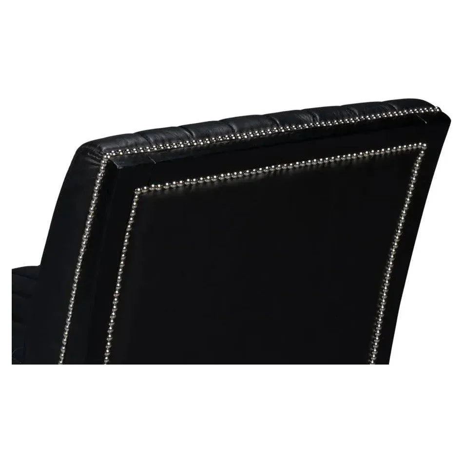 Agave Leather Black Armless Slipper Chair - LOOMLAN - Sarreid - Accent Chairs