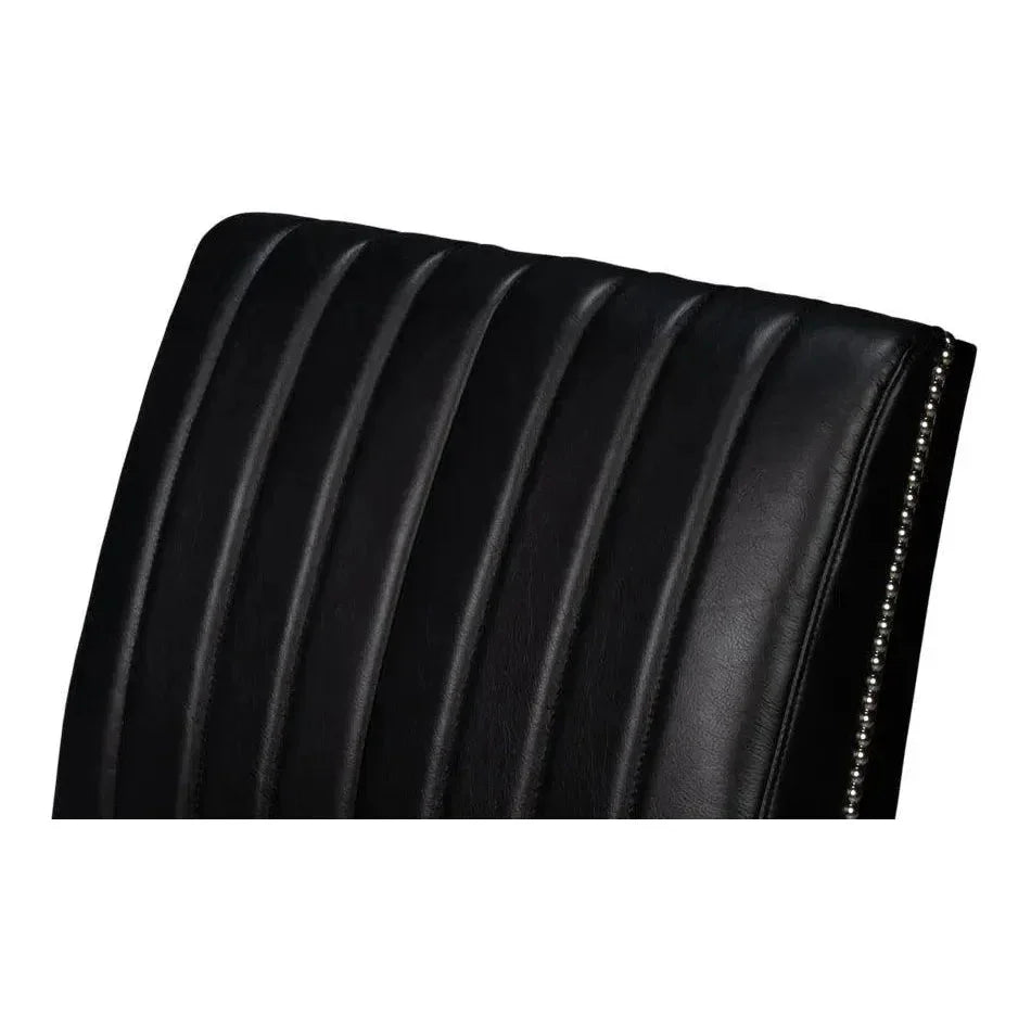 Agave Leather Black Armless Slipper Chair - LOOMLAN - Sarreid - Accent Chairs