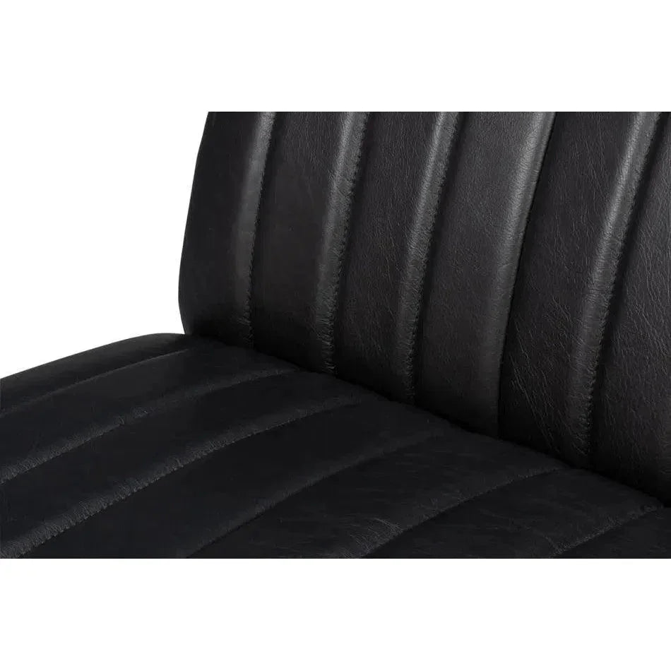 Agave Leather Black Armless Slipper Chair - LOOMLAN - Sarreid - Accent Chairs