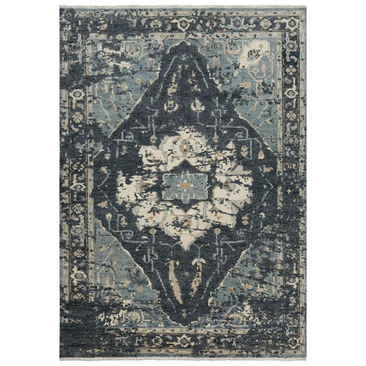 Agay Medallion Dark Blue Large Area Rugs - LOOMLAN - LOOMLAN - Area Rugs