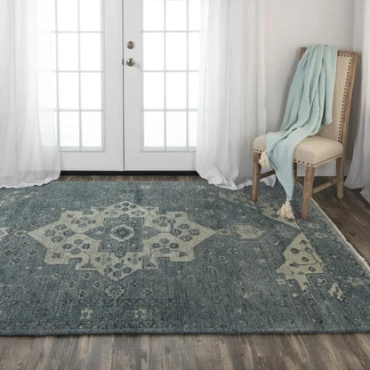 Agio Medallion Dark Blue Large Area Rugs - LOOMLAN - LOOMLAN - Area Rugs