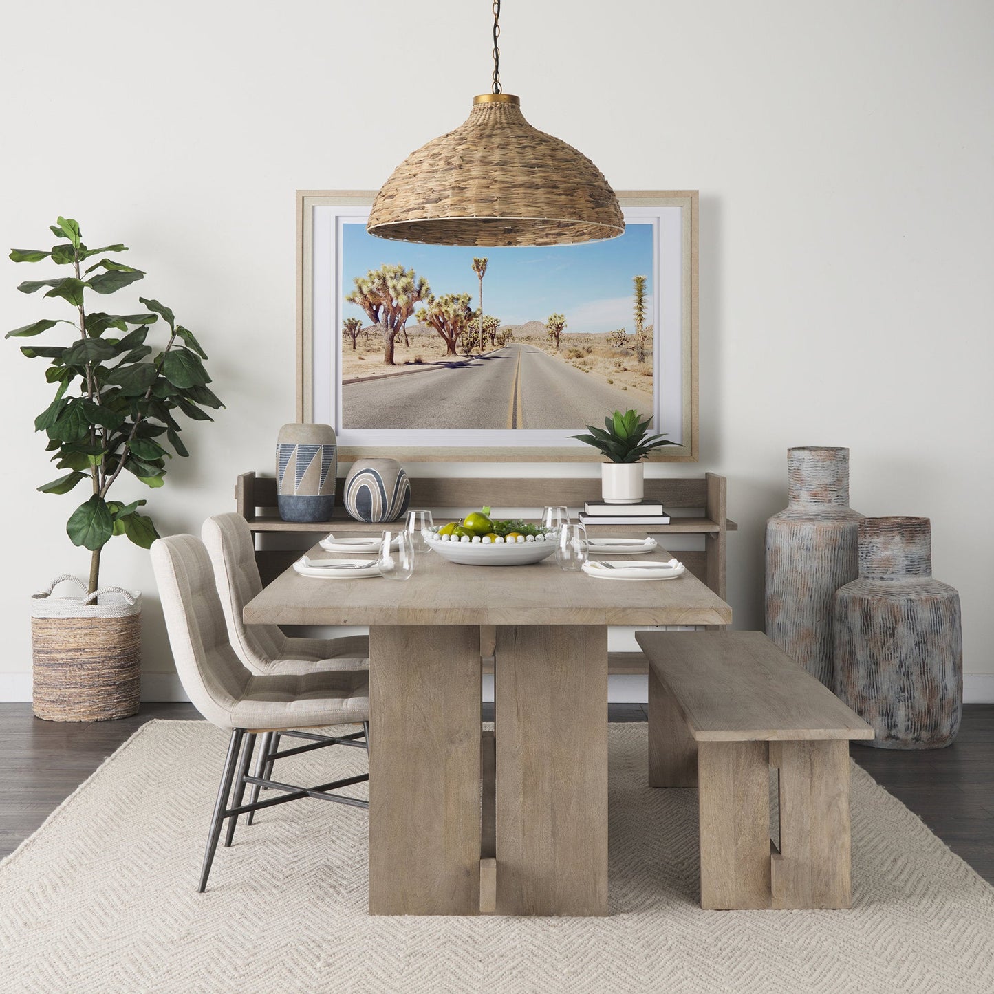 Aida Wooden Rectangular Dining Table-Dining Tables-Mercana-LOOMLAN