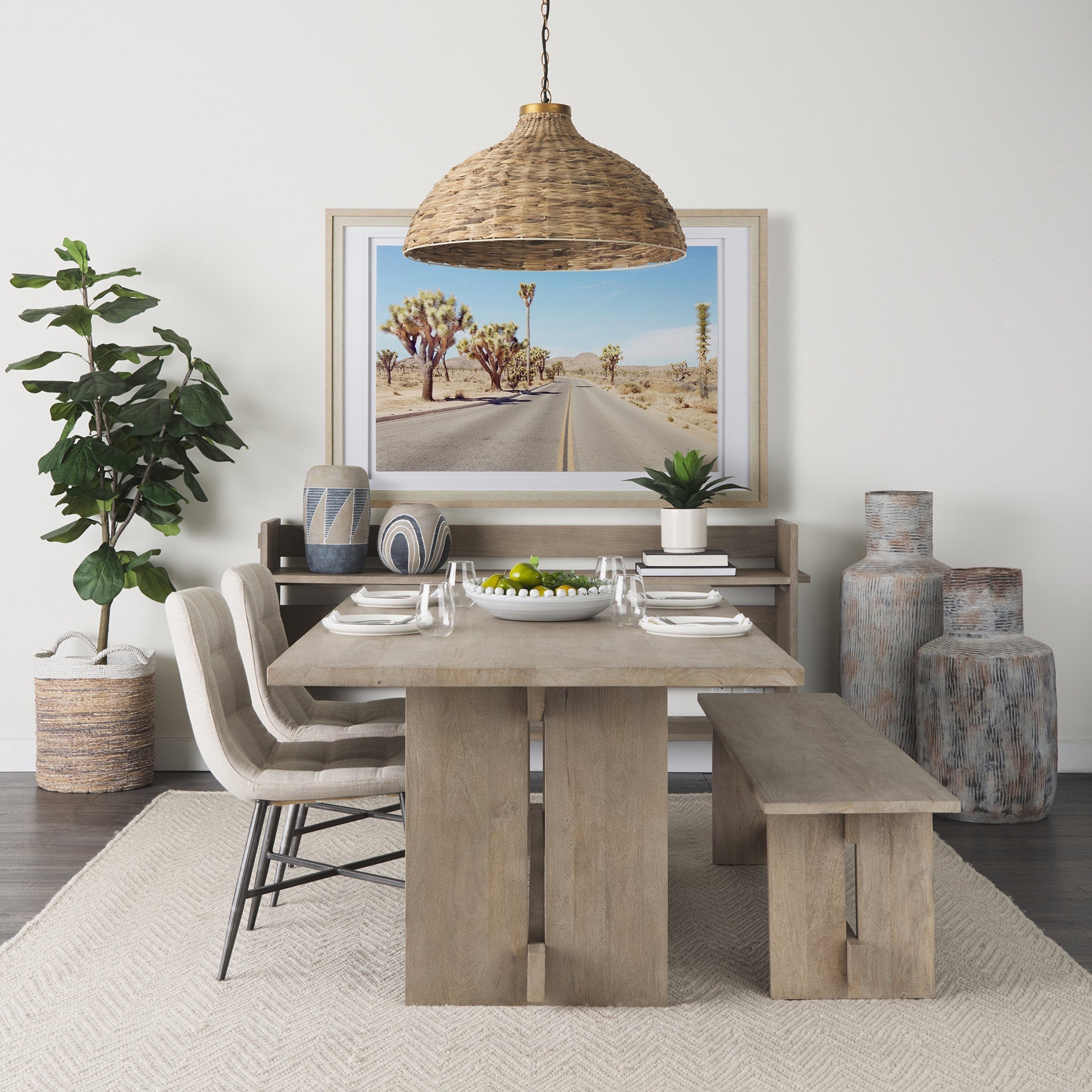 Aida Wooden Rectangular Dining Table-Dining Tables-Mercana-LOOMLAN