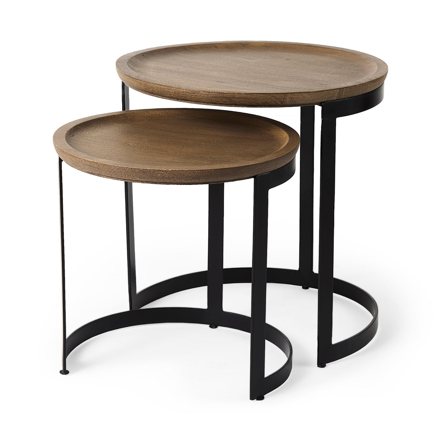 Aisley Wood Top Nesting Side Table (Set of 2)