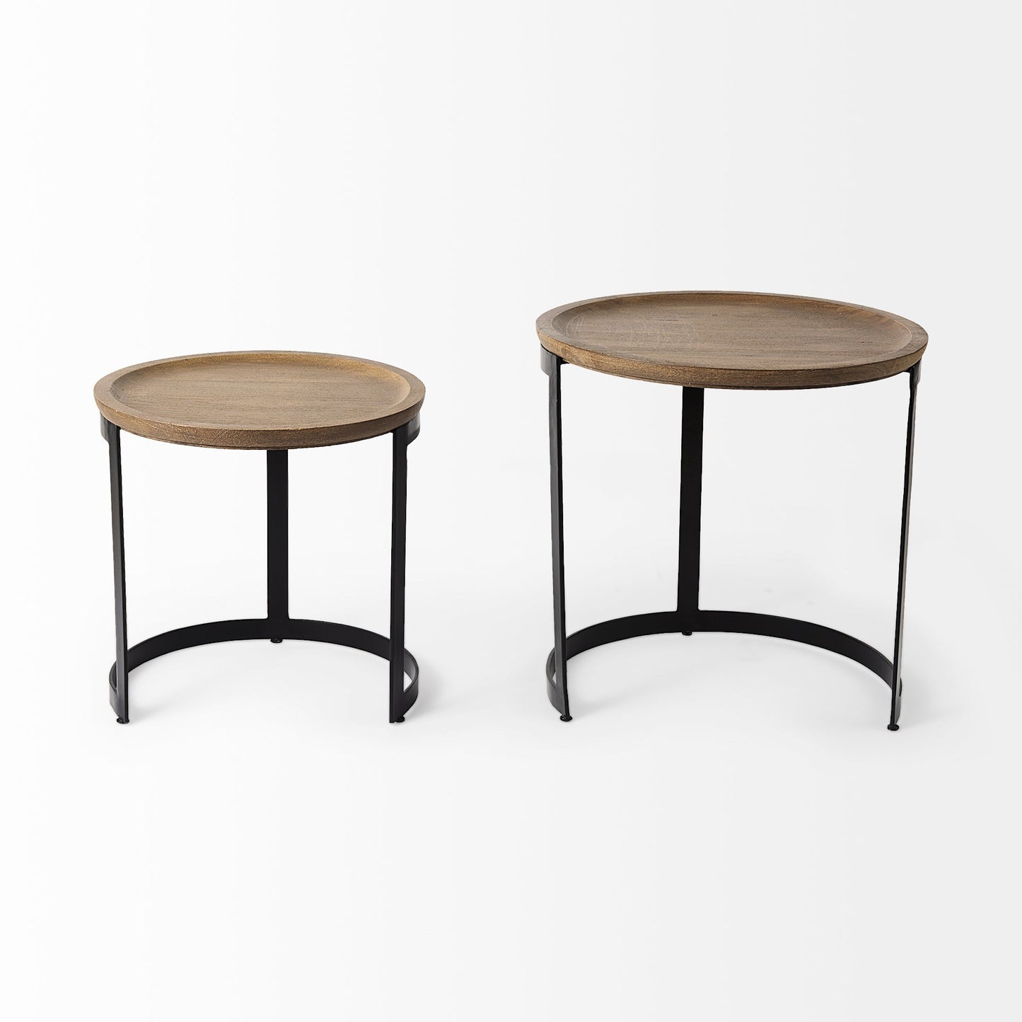 Aisley Wood Top Nesting Side Table (Set of 2)