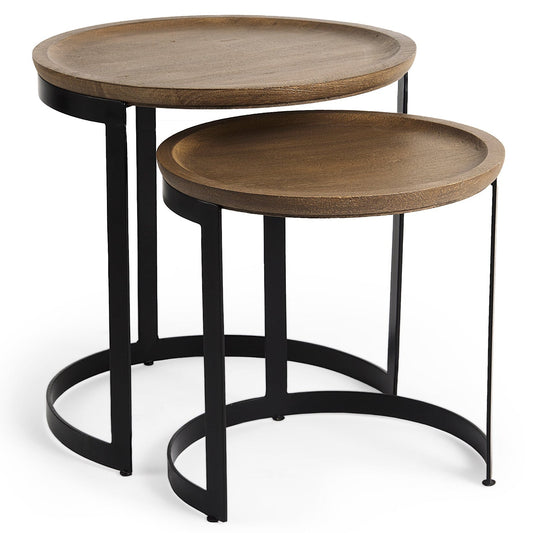 Aisley Wood Top Nesting Side Table (Set of 2)
