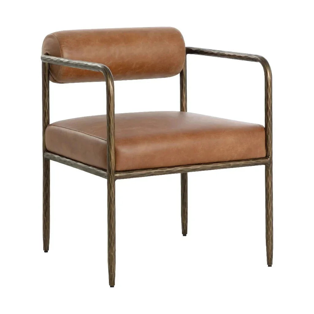 Ajani Leather Dining Armchair - LOOMLAN - SUNPAN - Dining Chairs