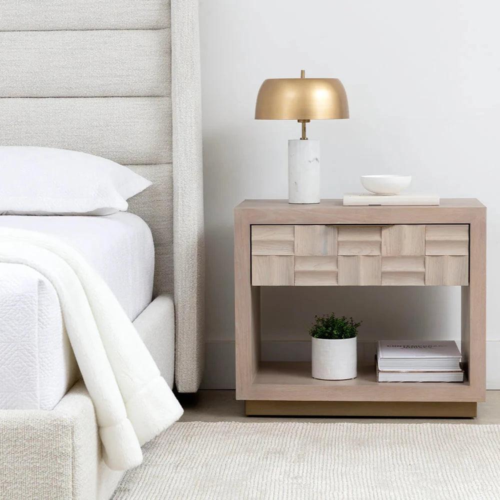 Akava Nightstand Gold Base & Soft Closing Drawer - LOOMLAN - SUNPAN - Nightstands