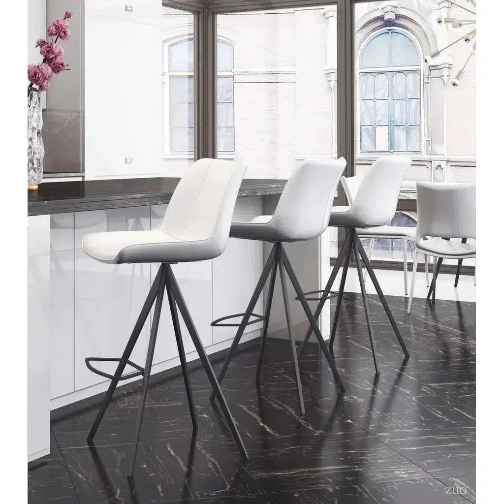 Aki White & Black Bar Chair (Set of 2) - LOOMLAN - Zuo Modern - Bar Stools