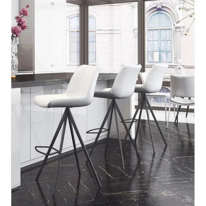 Aki White & Black Bar Chair (Set of 2) - LOOMLAN - Zuo Modern - Bar Stools