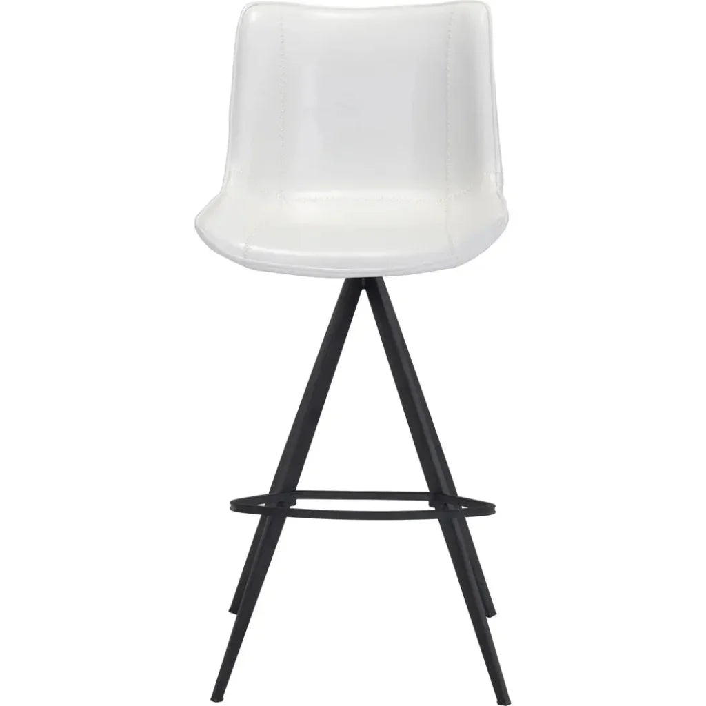 Aki White & Black Bar Chair (Set of 2) - LOOMLAN - Zuo Modern - Bar Stools
