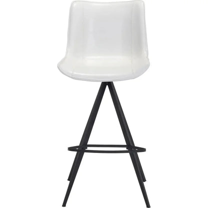 Aki White & Black Bar Chair (Set of 2) - LOOMLAN - Zuo Modern - Bar Stools