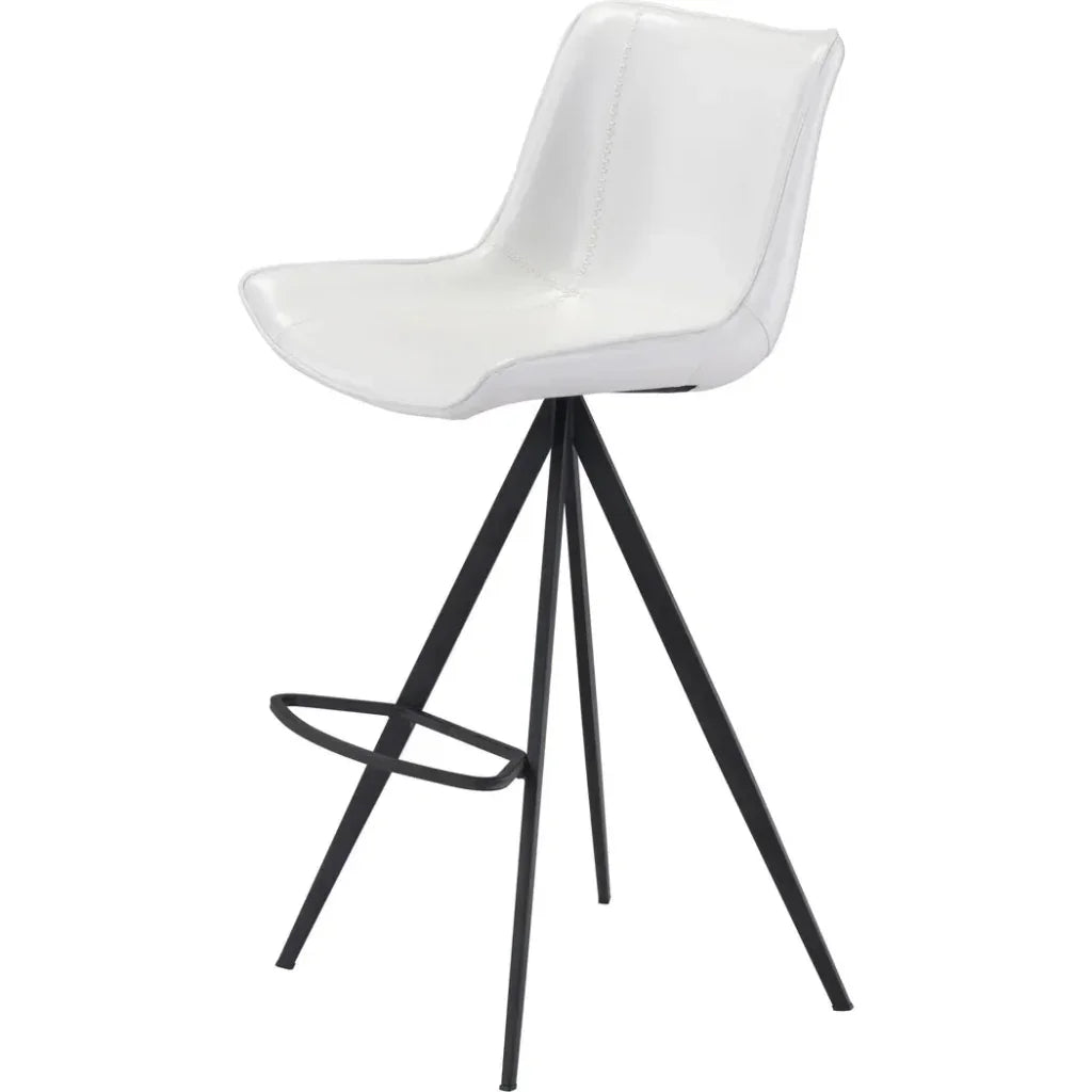 Aki White & Black Bar Chair (Set of 2) - LOOMLAN - Zuo Modern - Bar Stools