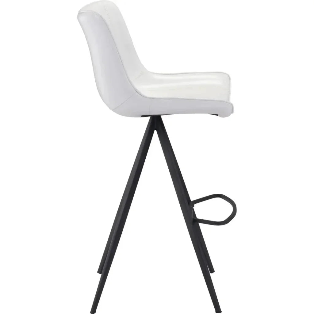 Aki White & Black Bar Chair (Set of 2) - LOOMLAN - Zuo Modern - Bar Stools