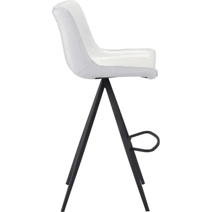 Aki White & Black Bar Chair (Set of 2) - LOOMLAN - Zuo Modern - Bar Stools