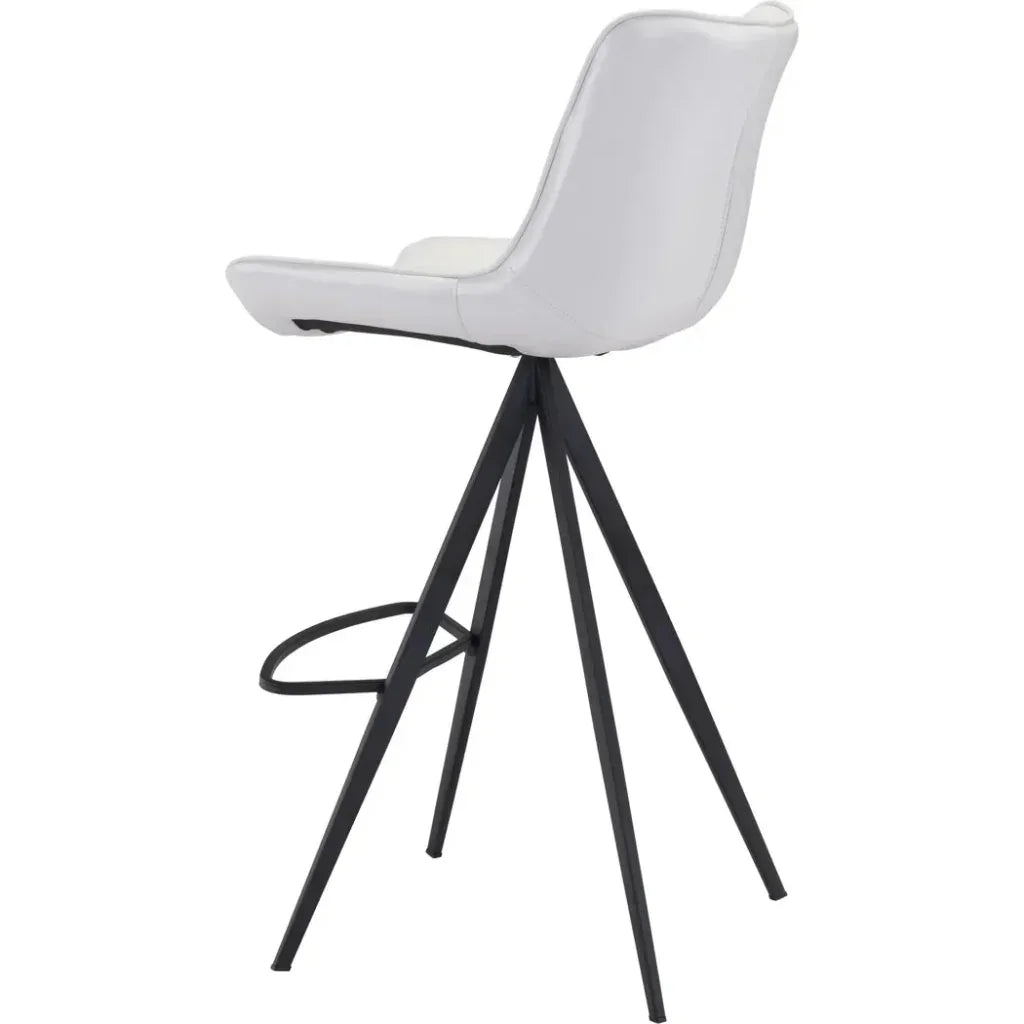 Aki White & Black Bar Chair (Set of 2) - LOOMLAN - Zuo Modern - Bar Stools
