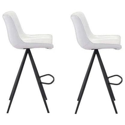 Aki White & Walnut Bar Chair (Set of 2) - LOOMLAN - Zuo Modern - Bar Stools