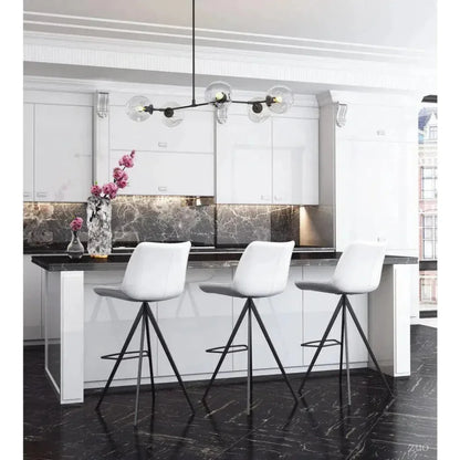 Aki White & Walnut Bar Chair (Set of 2) - LOOMLAN - Zuo Modern - Bar Stools