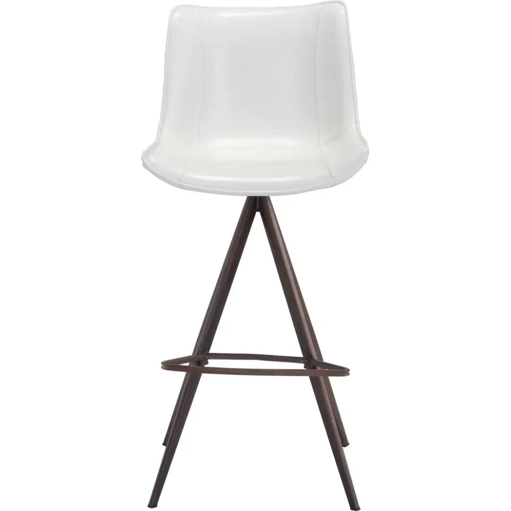 Aki White & Walnut Bar Chair (Set of 2) - LOOMLAN - Zuo Modern - Bar Stools