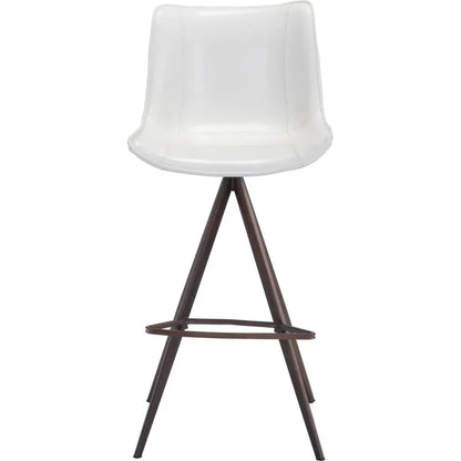 Aki White & Walnut Bar Chair (Set of 2) - LOOMLAN - Zuo Modern - Bar Stools