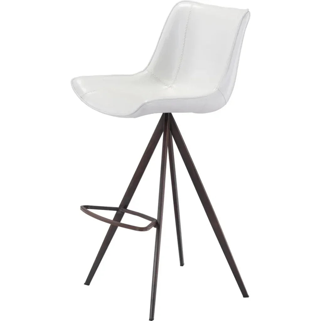 Aki White & Walnut Bar Chair (Set of 2) - LOOMLAN - Zuo Modern - Bar Stools