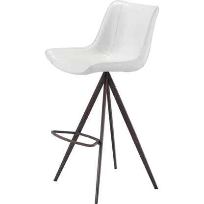 Aki White & Walnut Bar Chair (Set of 2) - LOOMLAN - Zuo Modern - Bar Stools
