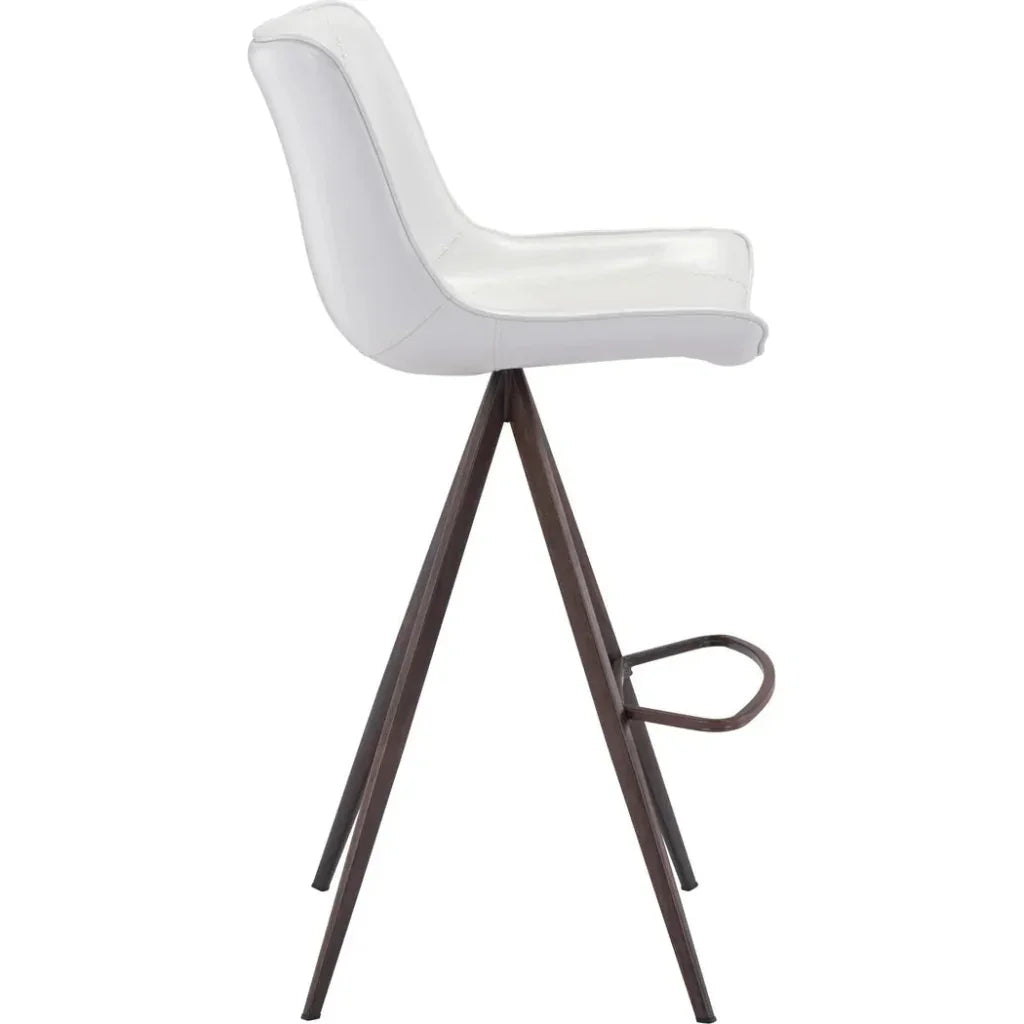 Aki White & Walnut Bar Chair (Set of 2) - LOOMLAN - Zuo Modern - Bar Stools