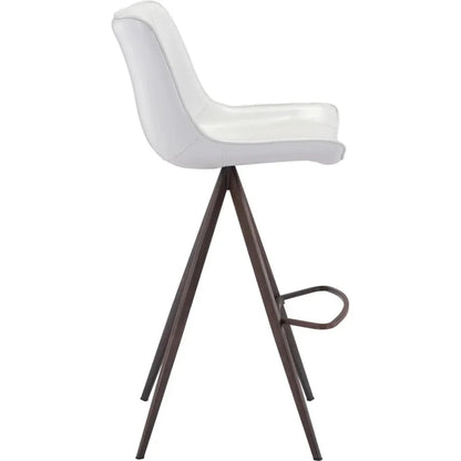Aki White & Walnut Bar Chair (Set of 2) - LOOMLAN - Zuo Modern - Bar Stools