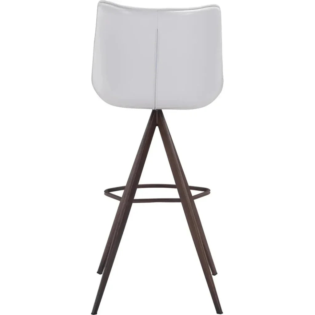 Aki White & Walnut Bar Chair (Set of 2) - LOOMLAN - Zuo Modern - Bar Stools