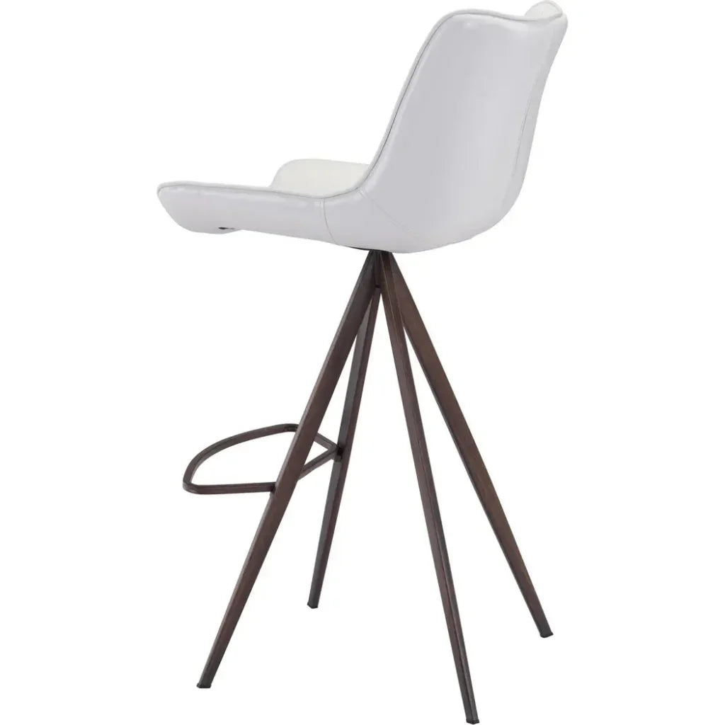 Aki White & Walnut Bar Chair (Set of 2) - LOOMLAN - Zuo Modern - Bar Stools