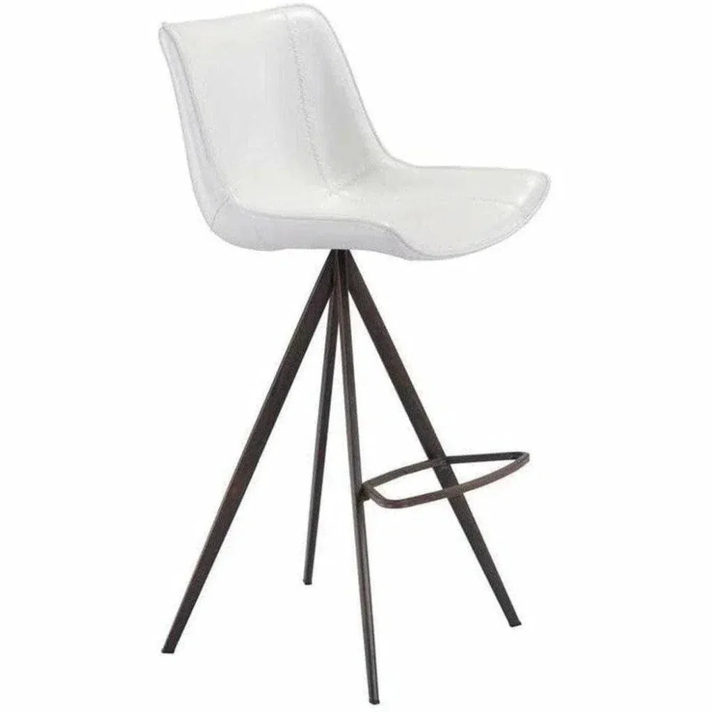 Aki White & Walnut Bar Chair (Set of 2) - LOOMLAN - Zuo Modern - Bar Stools