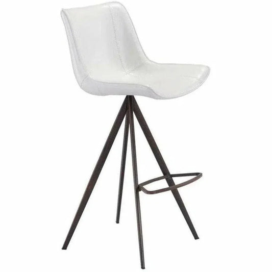 Aki White & Walnut Bar Chair (Set of 2) - LOOMLAN - Zuo Modern - Bar Stools
