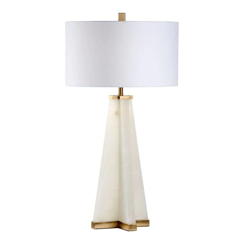 Alabaster Natural White Pyramid Design Table Lamp - LOOMLAN - Chelsea House - Table Lamps