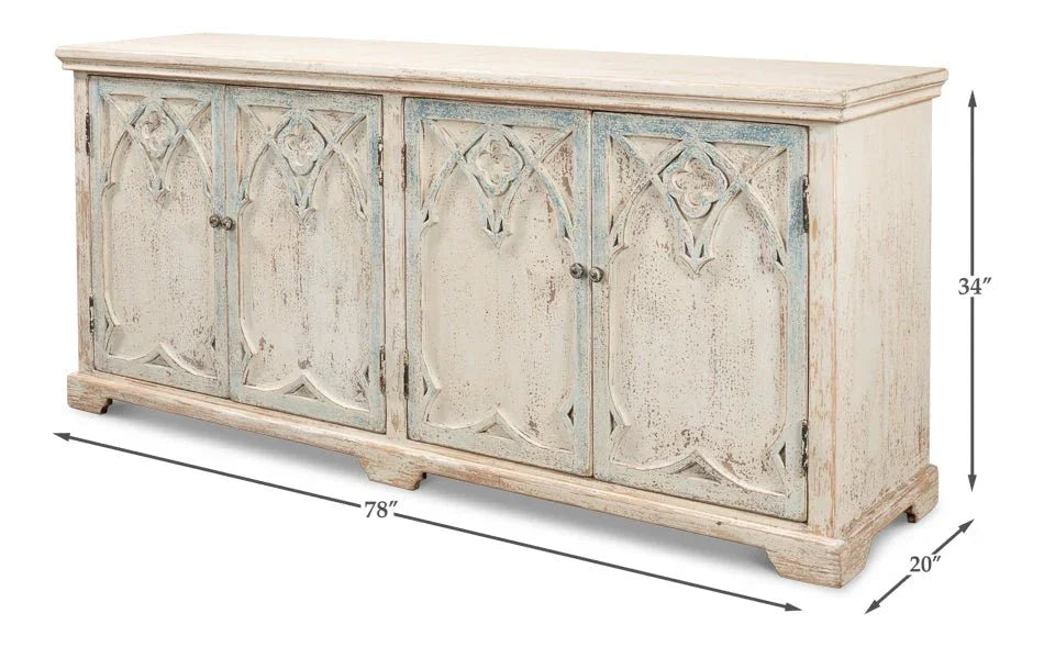 Alambra Wooden White Sideboard - LOOMLAN - Sarreid - Sideboards