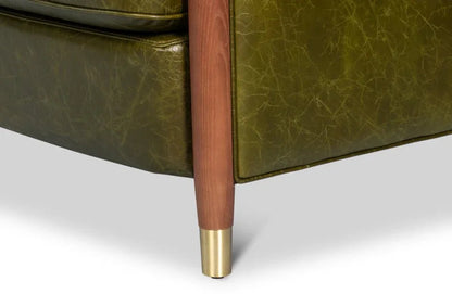 Alastair Britain Green Leather Chair - LOOMLAN - Sarreid - Club Chairs