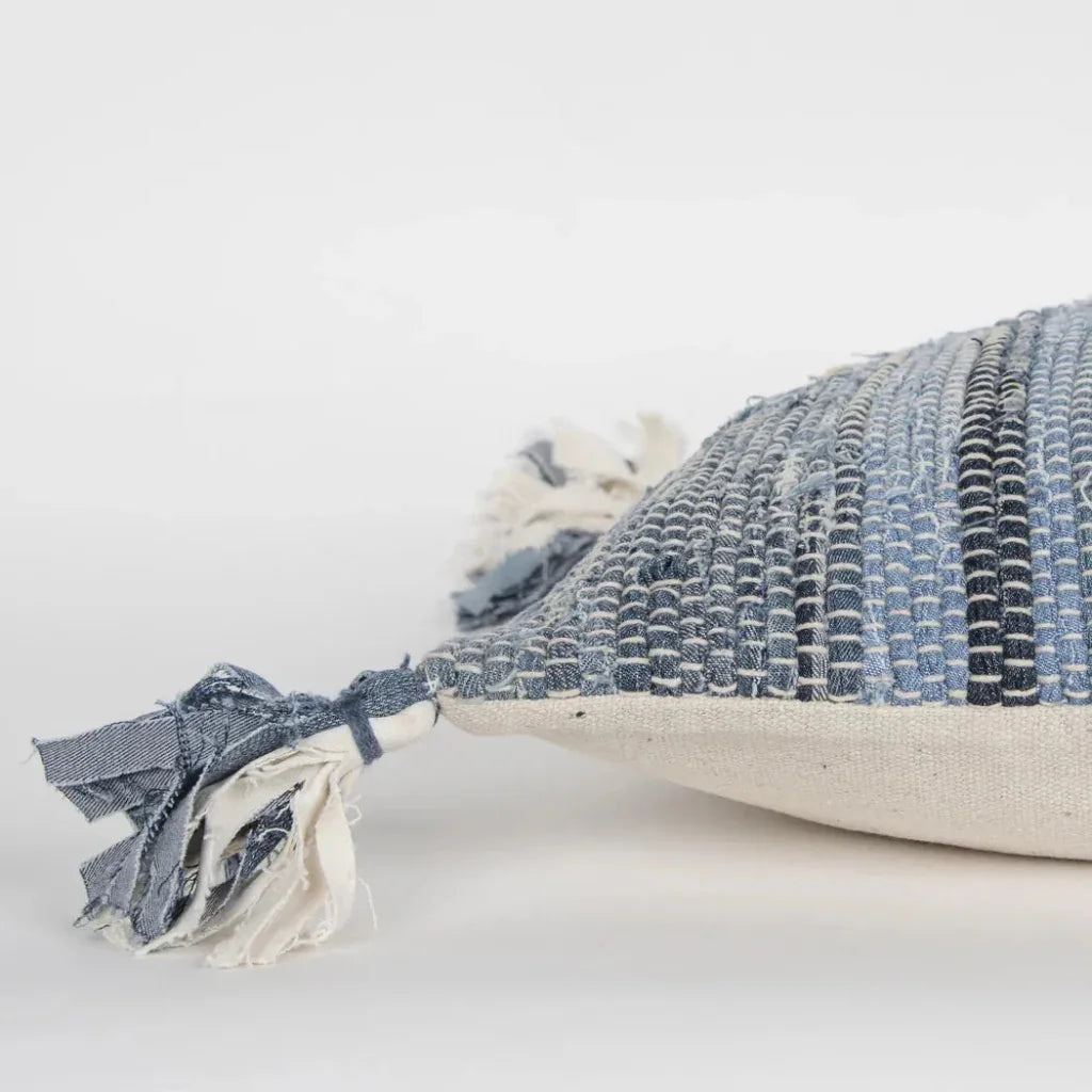 Alee Recycled Denim Blue Lumbar Pillow Insert - LOOMLAN - LOOMLAN - Throw Pillows