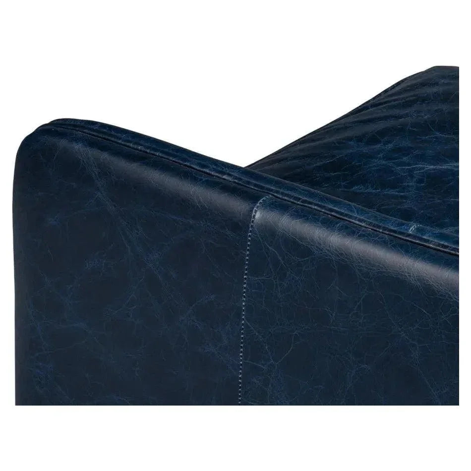 Alehandro Leather and Wood Blue Sofa - LOOMLAN - Sarreid - Sofas & Loveseats