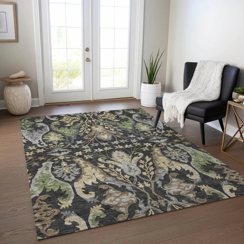 Alfreda Black Washable Indoor - Outdoor Rug - LOOMLAN - LOOMLAN Rugs - Outdoor Rugs