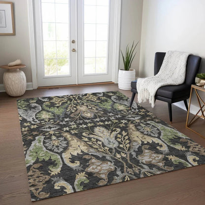 Alfreda Black Washable Indoor - Outdoor Rug - LOOMLAN - LOOMLAN Rugs - Outdoor Rugs