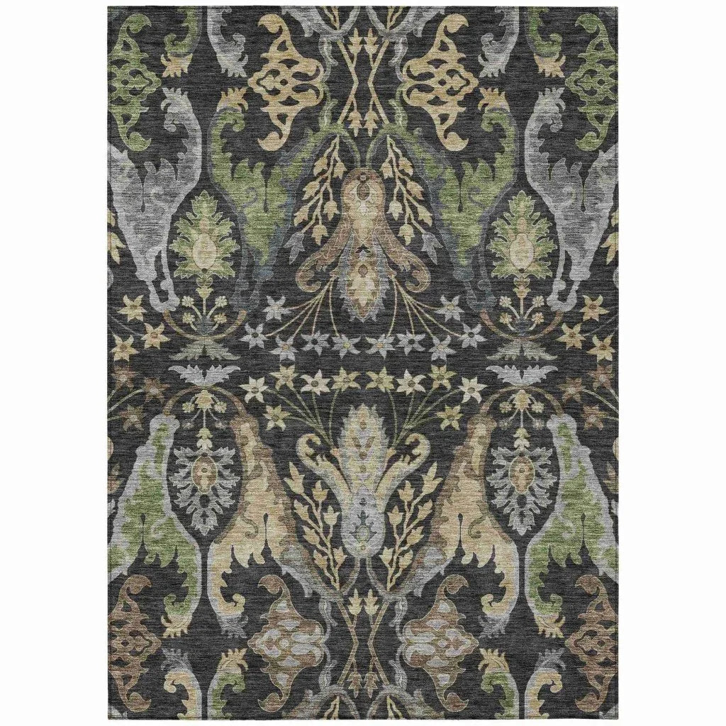 Alfreda Black Washable Indoor - Outdoor Rug - LOOMLAN - LOOMLAN Rugs - Outdoor Rugs