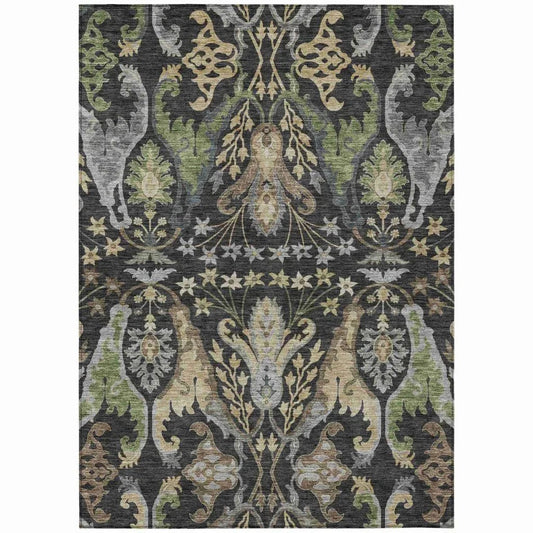Alfreda Black Washable Indoor - Outdoor Rug - LOOMLAN - LOOMLAN Rugs - Outdoor Rugs