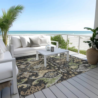 Alfreda Black Washable Indoor - Outdoor Rug - LOOMLAN - LOOMLAN Rugs - Outdoor Rugs