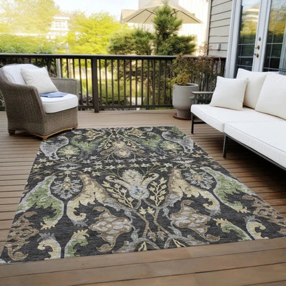 Alfreda Black Washable Indoor - Outdoor Rug - LOOMLAN - LOOMLAN Rugs - Outdoor Rugs