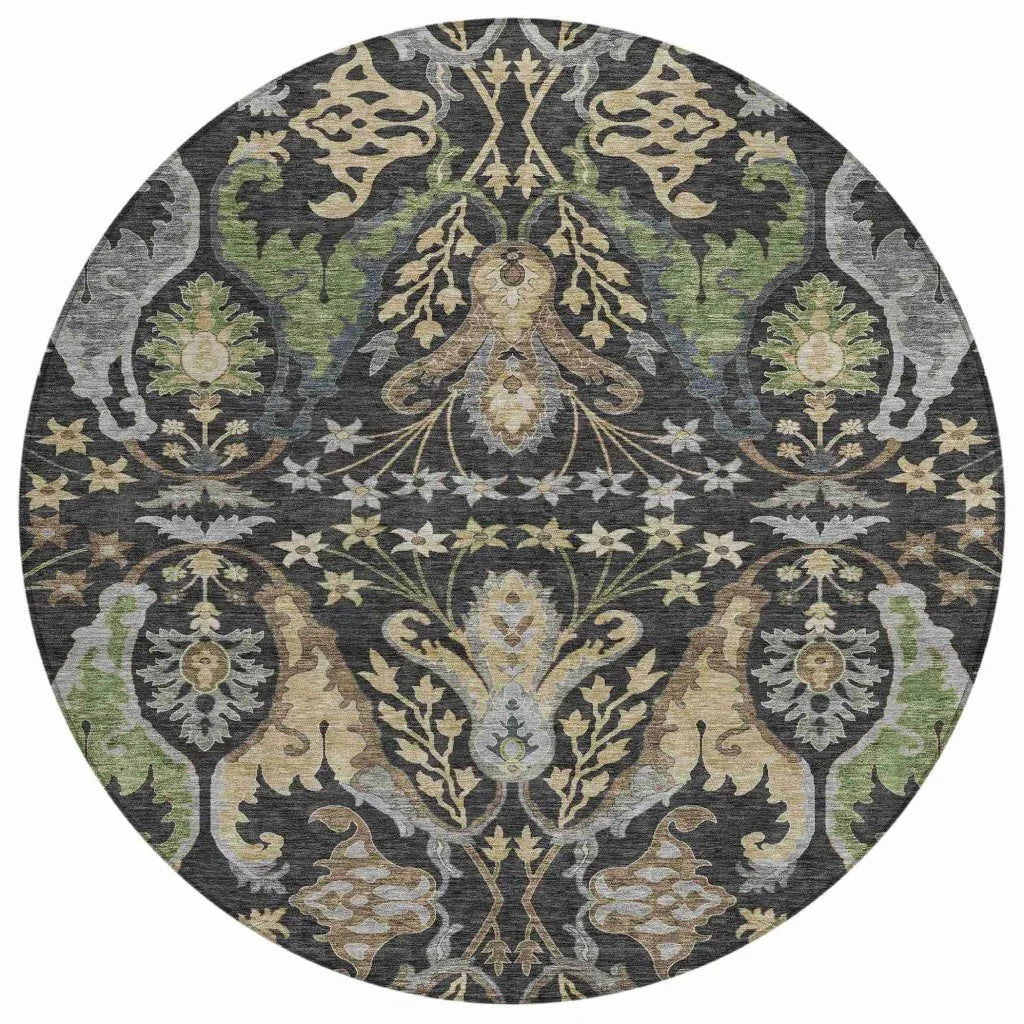 Alfreda Black Washable Indoor - Outdoor Rug - LOOMLAN - LOOMLAN Rugs - Outdoor Rugs